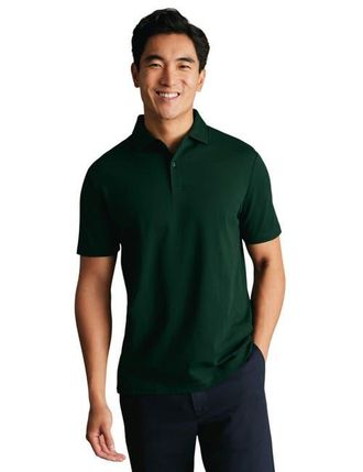 CHARLES TYRWHITT Short Sleeve Cotton Stretch Smart Pique Polo in Dark Green at Nordstrom, Size Xx-Large