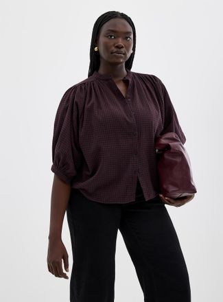 Contemporaine Womens Windowpane check batwing shirt