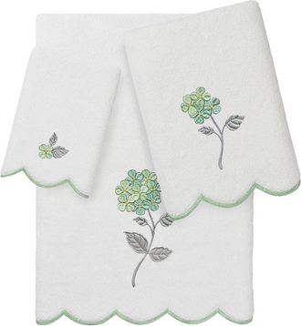 Linum Home Textiles 100% Turkish Cotton Hydea Scallop 3Pc Embellished Towel Set
