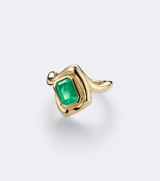 Shay Jewelry Anello Zar in oro 18kt con smeraldo e diamante