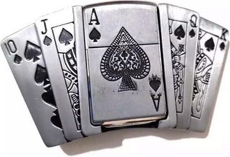 Generic Stainless Steel Poker Spades A Belt Buckle Lighter for Men Western Cowboy Cowgirl Belt Buckles Suitable for 4cm Width Belts Accessories