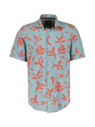Lerros Kurzarmhemd LERROS LERROS Kurzarmhemd mit floralem Print, Herren, Gr. 6XL, Normalgr&ouml;ssen, blau (coastal sea blau), 100% Baumwolle, Hemden Kurzarmhemd