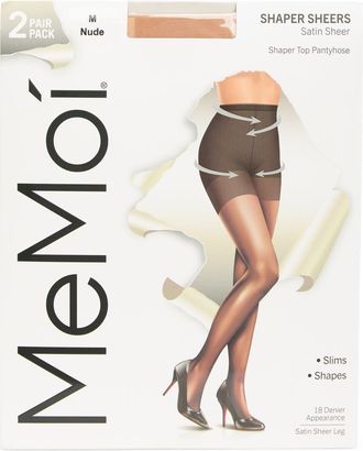 MeMoi Satin Sheer Shaper Opaque Tights in Nude at Nordstrom Rack, Size X-Large
