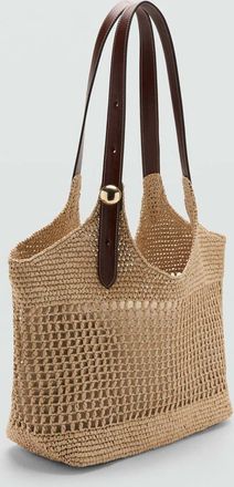 Mango Borsa tote fibra naturale beige - Donna - Taglia unica - MANGO