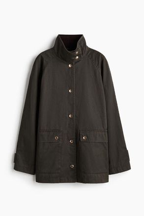 H&M Oversized Cargo Jacket in Dark Khaki Green at Nordstrom, Size Xx-Small