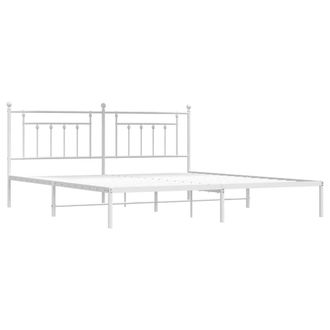 Berkfield Home Metal Bed Frame with Headboard White 193x203 cm