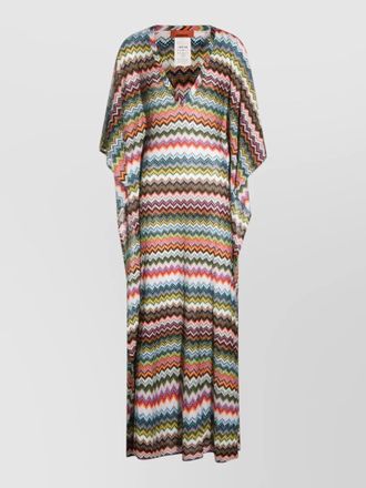 Missoni long dress loose fit zigzag v neckline