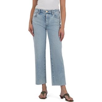 Kut from the Kloth Fay Raw Hem High Waist Ankle Straight Leg Jeans in Unite at Nordstrom Rack, Size 14
