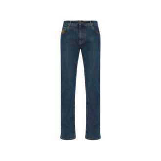 Etro Jeans, Heren, Blauw, W34, Katoen, Jeans met Pegaso Logo Borduurwerk