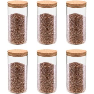 vidaXL Tarros De Almacenaje Con Tapa De Corcho 6 Unidades 1100 Ml Vidaxl