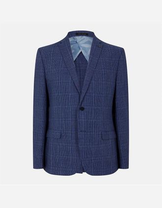 Ted Baker Mens Houndstooth Plaid Suit Jacket - Navy - Size: 48 58