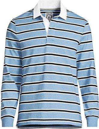Lands End Long Sleeve Stripe Rugby Shirt in Light Storm Blue Stripe at Nordstrom, Size Xx-Large