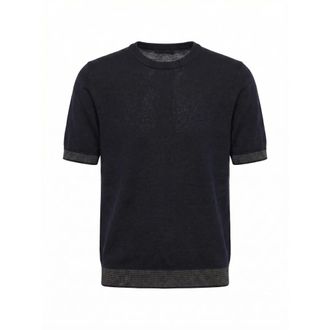 PESERICO Peserico, T-Shirts, male, Blue, Size: S Linen and cotton T-shirt