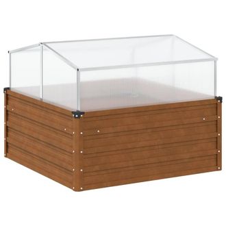 Berkfield Home Garden Planter with Green House Weathering Steel in Brown