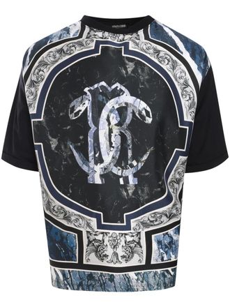 Roberto Cavalli Marble T-shirt - men - Cotton/Silk - M - Blue