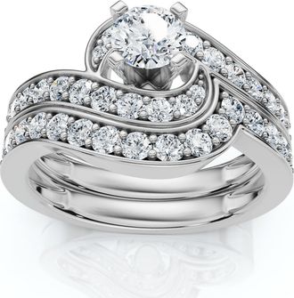 Pompeii3 1Ct TW Diamond Engagement Wedding Ring Set 14k or Platinum Gold Lab Grown