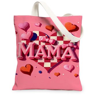 Generic Heart Canvas Tote Bags, ValentineS Day Love Design Reusable Grocery Bags, Cute Lightweight Washable Shoulder Strap Canvas, Peach, 13x15 Inch