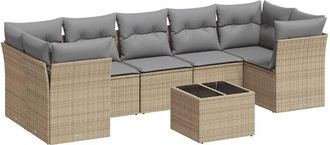 vidaXL Vidaxl - Juego De Sof&aacute;s De Jard&iacute;n Con Cojines Beige 8 Pzas Rat&aacute;n Pe