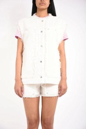 Msgm Vests, female, White, Size: XS Boucl&eacute;-effect Tweed Vest