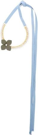 Marni Ketting met bloemenkraaltjes en lintsluiting - Dames - Kettingen - Blauw - ONE Size - Katoen - Accessoires