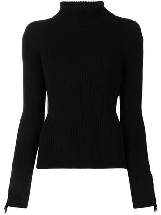 Yohji Yamamoto roll neck knitted jumper - women - Nylon/Wool - M - Black
