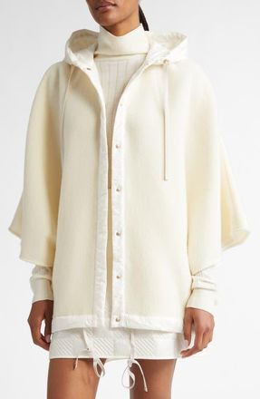 Moncler Classic Hooded Virgin Wool & Cashmere Cape in Pastel Yellow at Nordstrom