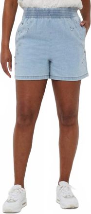 Esqualo Womens Embellished Jean Short In Blue