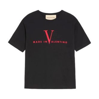 Valentino Garavani T-shirt in Cotone con Stampa VLogo - - Tops - Uomo - Nero - M