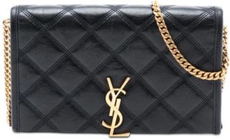 Saint Laurent Pre-owned Cross Body Bags, female, Black, Size: ONE SIZE Pre-owned Quilted Lambskin Crossbody Bag