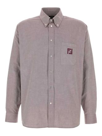 Fendi logo-embroidered shirt - men - Cotton - L - Purple