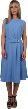 Ralph Lauren Cerulean Midi Jurk - Dames - Casual kleedjes - Blauw - XL - Polyester - Kleedjes