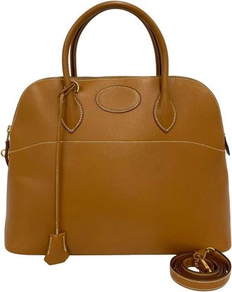 Herm&egrave;s Brown Gulliver Leather Handbag Shoulder Bag Tote Bag (Pre-Owned)