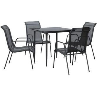 vidaXL Juego De Comedor Para Jard&iacute;n 5 Piezas Acero Y Textilene Negro Vidaxl