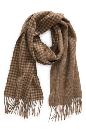 Andrew Stewart Gingham Plaid Cashmere Scarf in Beige at Nordstrom