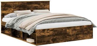 vidaXL Bed Frame Smoked Oak 160 x 200 cm Solid Pine Wood vidaXL
