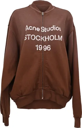 Acne Studios Graphic Print Bomber Jacket in Rust Orange Cotton