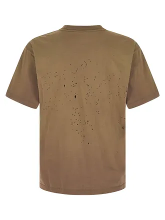 SATISFY Distressed Openwork Organic Cotton T-Shirt - Khaki