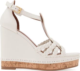 Reiss Frances Braided Wedge Ankle Strap Sandal in White at Nordstrom, Size 10.5Us