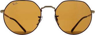 Ray-Ban Round Unisex Matte Havana on Arista Gold Brown RB3565 Jack Metal - One Size