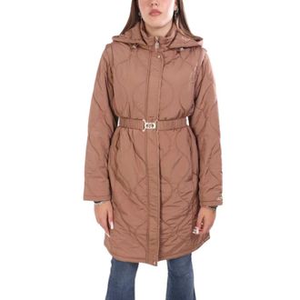 Liu Jo Jassen, Dames, Bruin, S, Leer, 2-in-1 Gewatteerde Jas
