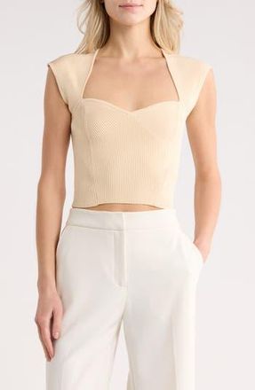 SIMKHAI Abia Ribbed Crop Top in Almond at Nordstrom Rack, Size X-Small