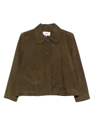 BA&SH classic-collar leather jacket - women - Calf Leather/Polyester - 0 - Green
