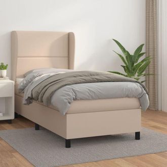 vidaXL Vidaxl - Cama Box Spring Con Colch&oacute;n Cuero Sint&eacute;tico Capuchino 90x190 Cm