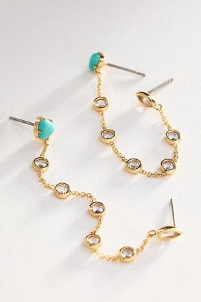 Ettika Double Piercing Turquoise Earrings