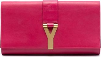 Saint Laurent Pre-owned Clutches, female, Pink, Size: ONE SIZE Pre-owned Leather Flap Clutch