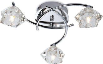 Netlighting Clara 3 Light Flush Multi Arm Ceiling Light Chrome Clear Glass G9