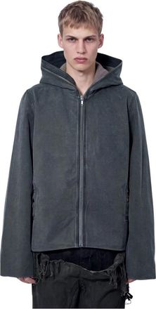 Rick Owens Zip-Up Hooded Jacket - Heren - Vesten met rits - Grijs - L - Hoodies & sweatvesten