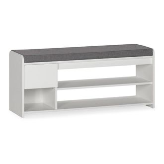 HOMN Banco zapatero color blanco 3 huecos y 1 caj&oacute;n