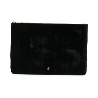 Elisabetta Franchi Bolso de terciopelo con estampado de cocodrilo - Bags - Mujer - Negro - ONE SIZE