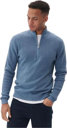Matinique Blauwe Melange Quarter Zip Sweater - Heren - Coltruien - Blauw - L - Katoen - Truien & Vesten